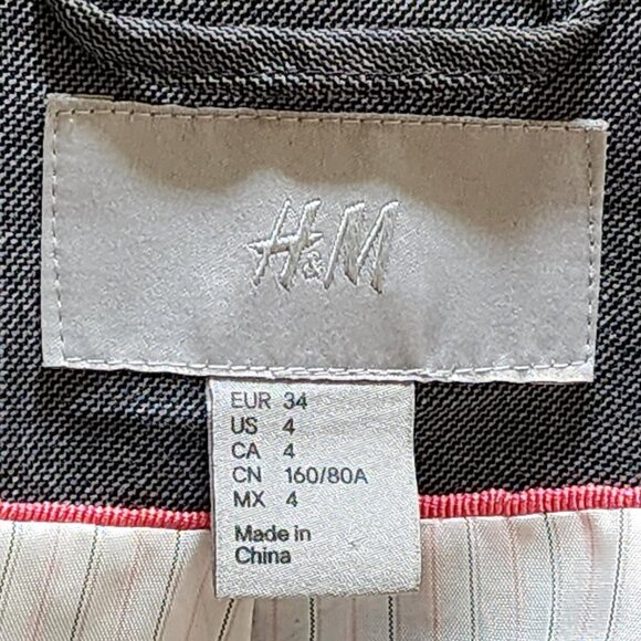 H&M Gray Tailored Fitted Blazer Single-Button Suit Jacket Blazer - Picture 8 of 9